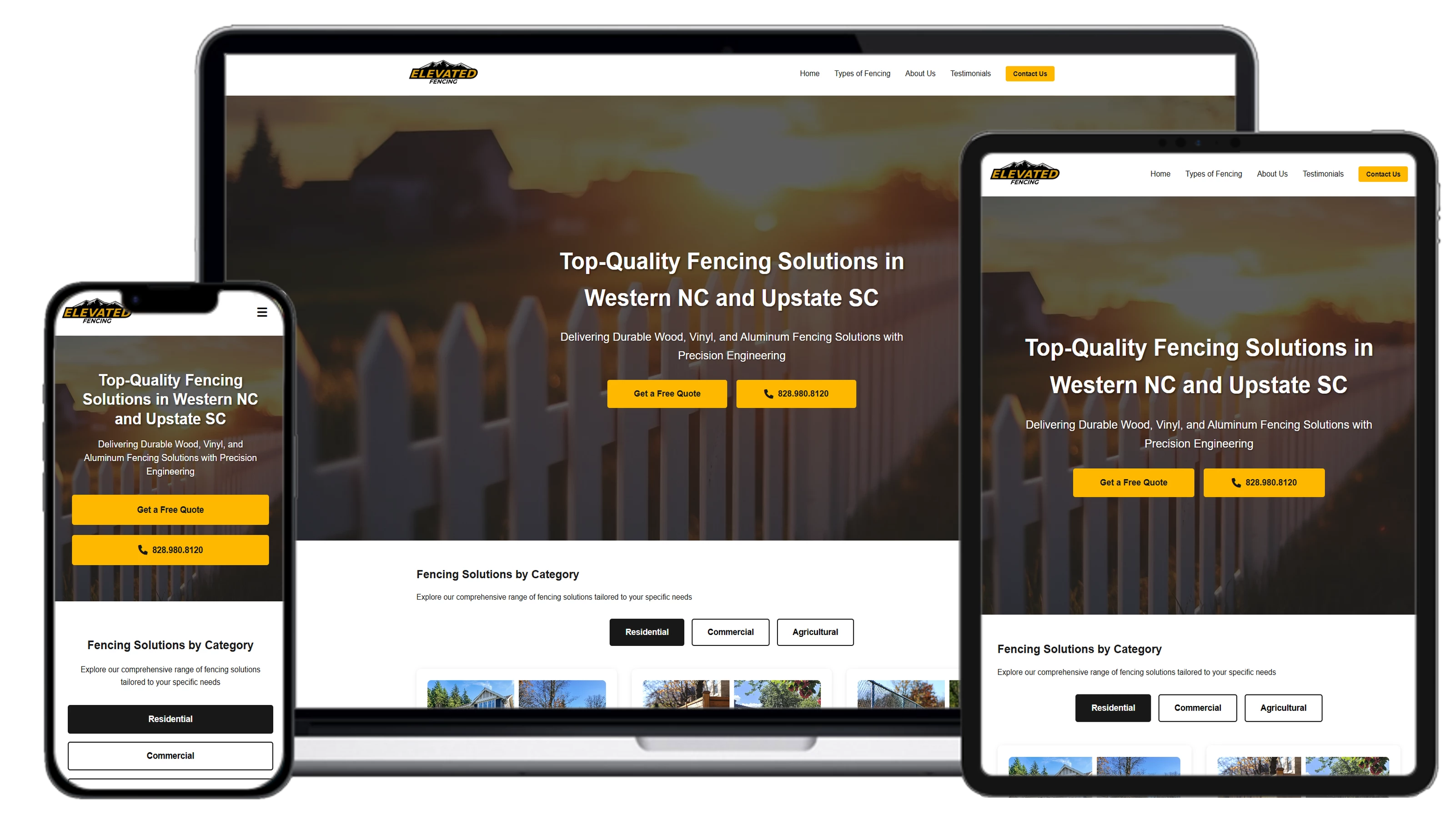 Elevated Fence Company website mockup